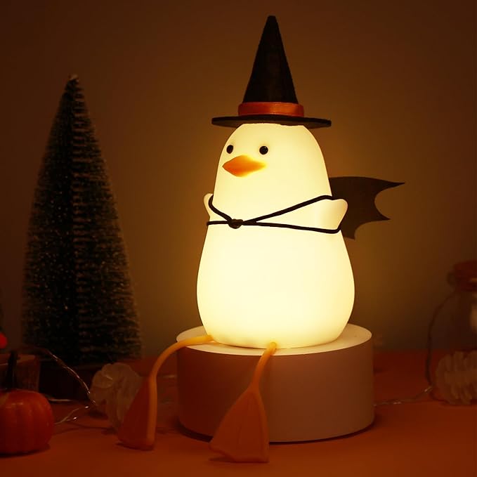 Attivolife Duck Night Light for Kids, LED Bedside Table Silicone Lamp, Timer Dimmable Animal Magician Touch Control Nursery Portable, Halloween Birthday Gift for Boy Girl (Bat Wing) - Bloomnest