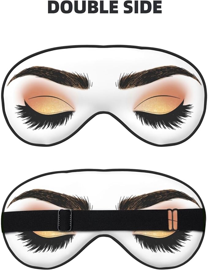 Sleep Eye Mask Yellow Glitter Eyeshadow Sleep Mask for Women Men Comfortable Eye Mask with Adjustable Strap Soft Eye Cover Blindfold for Travel Yoga Nap Shift Work - Bloomnest