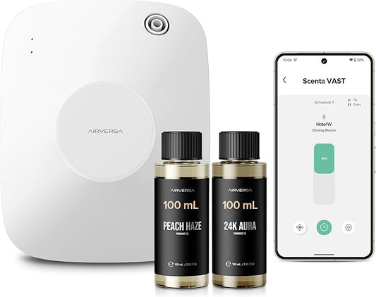 Airversa Smart Waterless Essential Oil Diffuser, 400mL Capacity with 200mL Fragrance Scent Oils, Up to 2000 sq ft Aromatherapy Scent Air Machine for Large Room and Commercial Use, ANA White Kit - Bloomnest