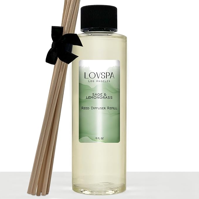 LOVSPA Sage & Lemongrass Diffuser Oil - Luxury Essential Oils for Diffuser Refill & Air Freshener Room Spray - Long-Lasting & Natural Home Fragrance, Scented Oil for Diffusers, USA Made, 4oz - Bloomnest