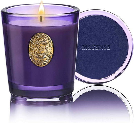 M&SENSE Natural Soy Candle | Lavender Citrus & Purple | 9.2 oz, 50H Burn Time | Luxury Scented Candle for Relaxation, Gifting, Home Décor | Ideal for Bedroom, Office, Party Ambiance - Bloomnest