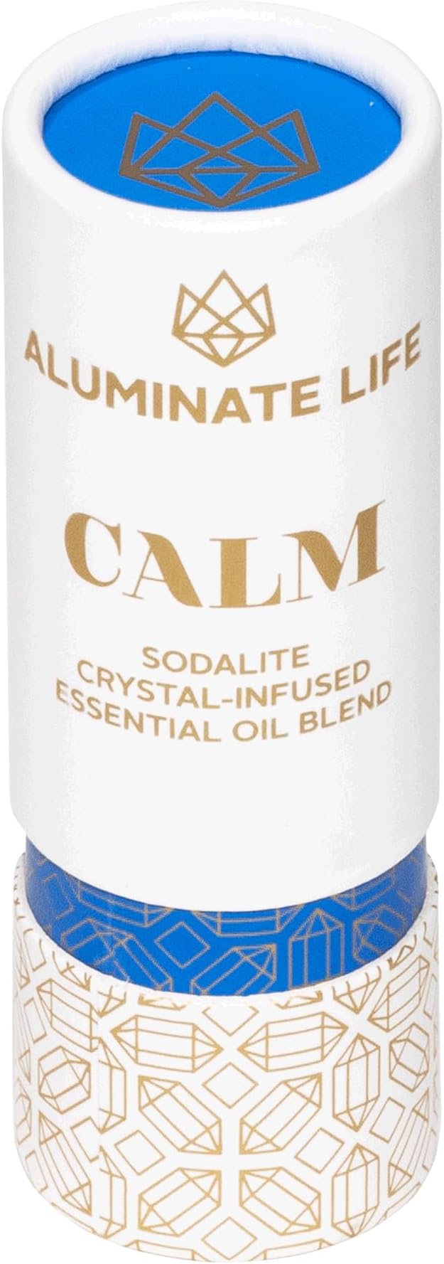 Crystal Infused Essential Oil Vial, 1 Oz, Calm - Sodalite Crystal Infused - Scents of Chamomile, Howood, & Sage - Aromatherapy Oils, Massage, Relaxing, Stress Relief