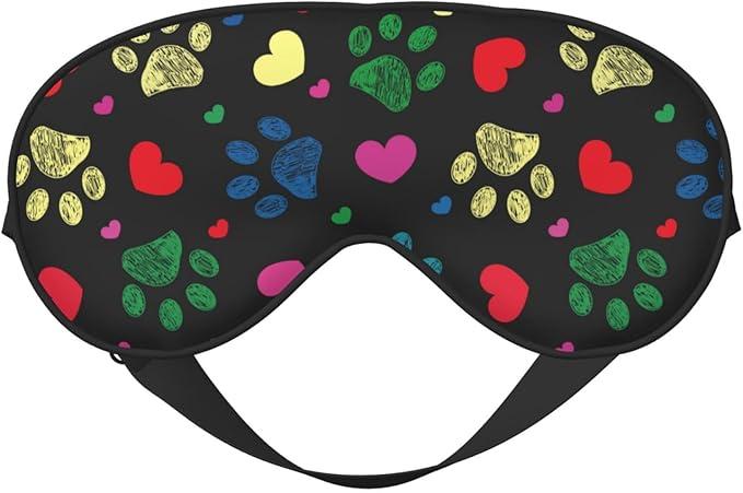 Sleep Eye Mask Colorful Hearts Animal Paw Sleep Mask for Women Men Comfortable Eye Mask with Adjustable Strap Soft Eye Cover Blindfold for Travel Yoga Nap Shift Work - Bloomnest