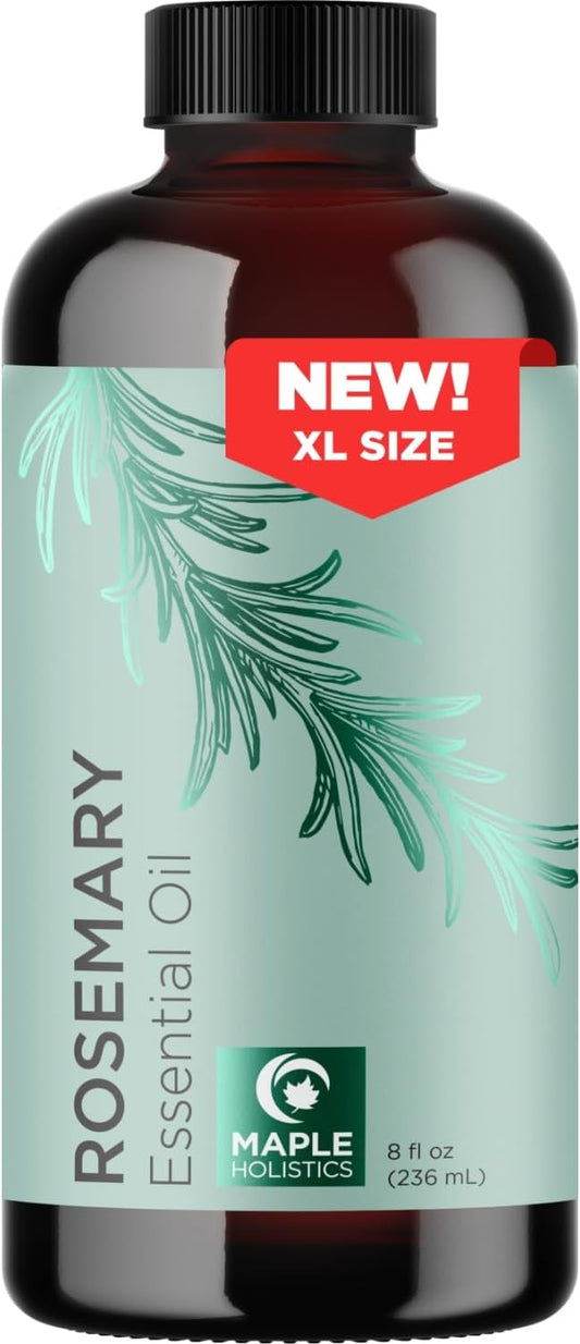Pure Rosemary Essential Oil Bulk Size - Undiluted Rosemary Oil for Hair Skin and Nails and Refreshing Aromatherapy Oil for Diffusers - Cleansing Essential Oil for Dry Scalp Care 8oz - Bloomnest