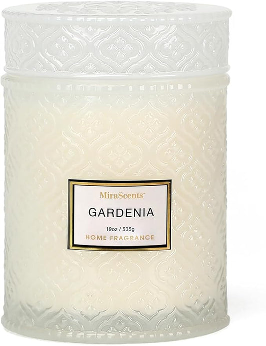 Gardenia Scented Candles, 19oz Aromatherapy Candles Gifts for Women, White Luxury Large Decorative Candle in Glass, Natural Soy Wax for Home - Bloomnest