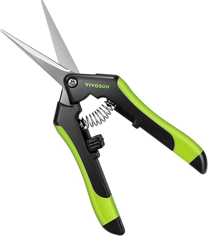 VIVOSUN Gardening Scissors, 6.5 Inch Hand Pruner, Pruning Shear with Straight Stainless Steel Blades, Garden Tools for Women Men, Black and Green - Bloomnest