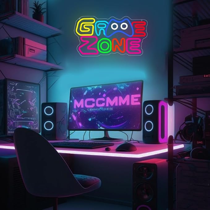 Game Zone Neon Sign, LED Neon Light Sign for Game Gaming Room Wall Decor Gamer Room Led Light Up Sign for Teen Boy Man Cave Birthday Gift Favor Dimmable USB Powered(15.8"*8.6") - Bloomnest