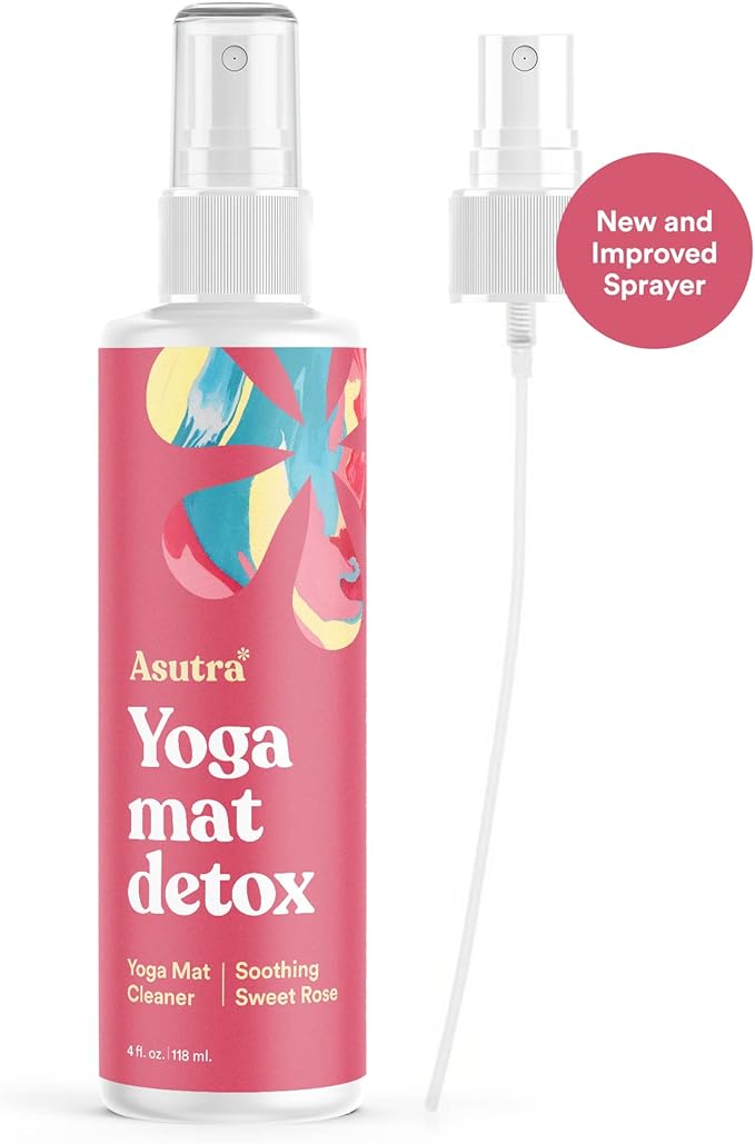 ASUTRA Yoga Mat Cleaner Spray (Soothing Sweet Rose), 4 fl oz - No Slippery Residue, Organic Essential Oils, Deep-Cleansing for Fitness Gear & Gym Equipment, Microfiber Towel Included - Bloomnest