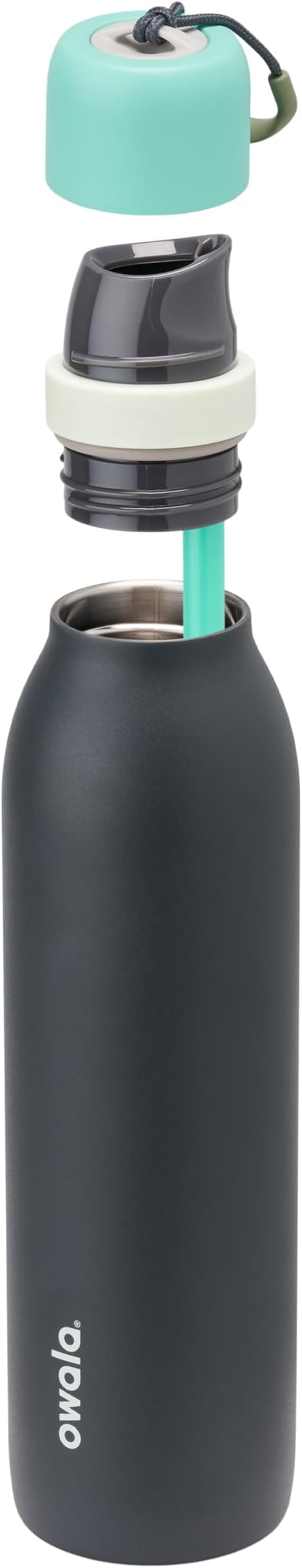 Owala FreeSip Twist Insulated Stainless Steel Water Bottle with Straw for Sports and Travel, BPA-Free, 24-oz, Blue/Grey (Foggy Tide) Owala