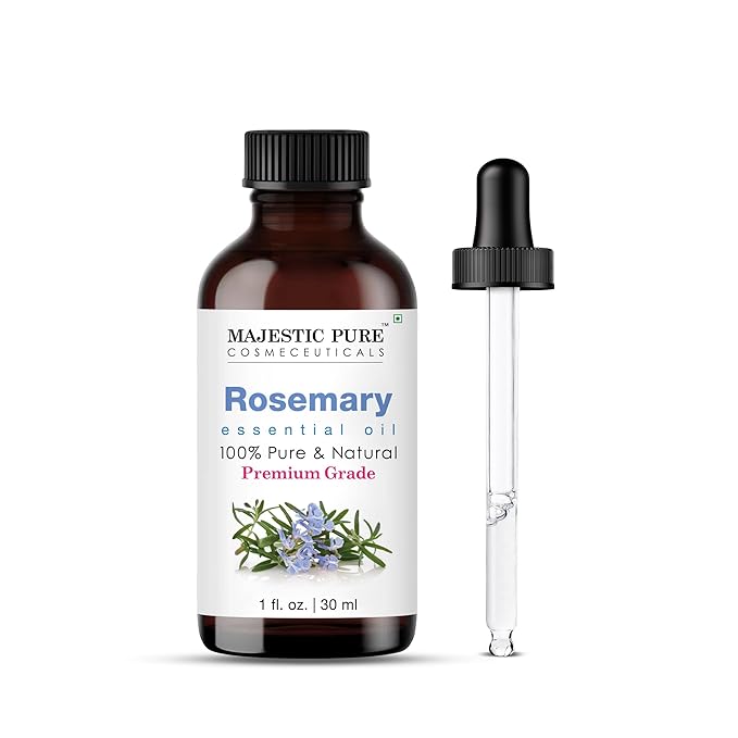 Majestic Pure Rosemary Essential Oil with Glass Dropper - 1 Fl Oz - 100% Pure and Natural Rosemary Oil - Premium Grade Essential Oils for Diffuser, Aromatherapy, Soap and Candle Making - Bloomnest