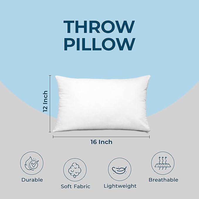 Utopia Bedding Throw Pillows (Set of 4, White), 12 x 16 Inches Pillows for Sofa, Bed and Couch Decorative Stuffer Pillow - Bloomnest