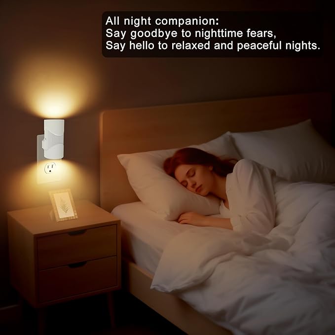 easuntec Night Light, Night Lights Plug into Wall, Warm Led Night Light, Dusk to Dawn Light Sensor, 3 Light Modes, Dimmable Night Lights for Bedroom Bathroom Hallway Kitchen Stairs (White, 2 Pack) - Bloomnest