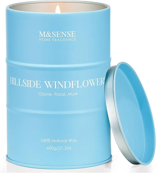 M&SENSE White Flowers Large Natural Scented Candle, 120 Hours Long Lasting Soy Candle 21.2oz, Stress Relief Floral Aromatherapy Candles for Women, Valentines Day Gifts for Her - Bloomnest
