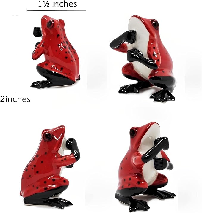 2" Red Black Frog On 4" Wide Lotus Leaf Ceramic Incense Stick Holder Artistic Collectible Figurine for Adult Collectors Interior Accent Gift Handcrafted Porcelain Home Room Decor - Bloomnest