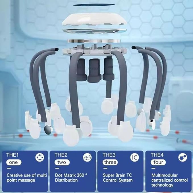 Head Massager, Electric Scalp Massager,Octopus Head Massagers Scalp,Electric Scalps Massagers with 10 Vibrating Points, 5 Modes and Smart Timing, Relieves Scalps Pressure RJSQAQE