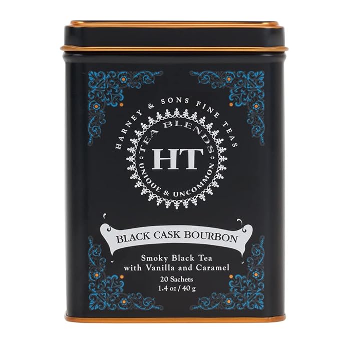 Harney & Sons Black Cask Bourbon Tea, 20 Sachets of Smoky Black Tea with Light Caramel Flavors (Pack of 2) - Bloomnest