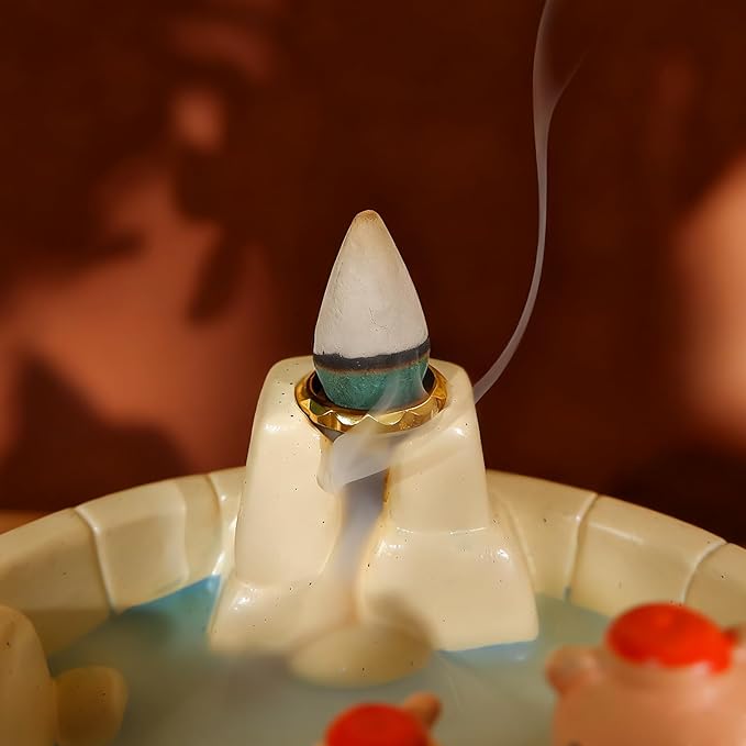 White Capybara Backflow Incense Holder - Adorable Unique Design with Waterfall Effect for Relaxation & Aromatherapy | Perfect for Energy Cleansing,Yoga,Meditation,Zen Spaces, and Altar Decor - Bloomnest