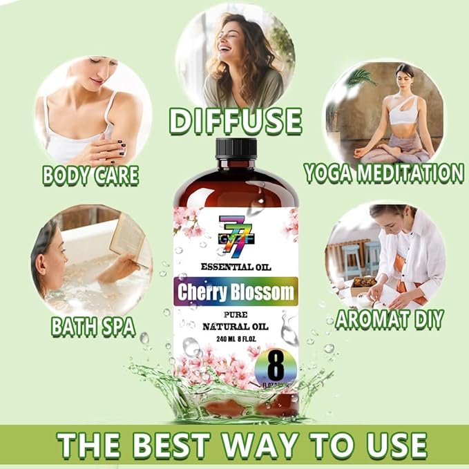 Cherry Blossom Essential Oil (8 oz / 240 ml) – Cherry Blossom Oils for diffusers, humidifiers, Home Baths, Cleaning Products, Yoga, DIY Soaps and DIY Scented Candles - Bloomnest