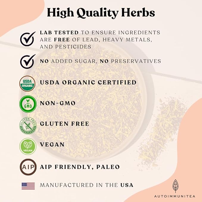Organic Turmeric Ginger Tea - AIP diet, Whole 30, Paleo friendly, Golden Tonic Herbal Blend - Ayurvedic rooibos herbs, 100% Organic Gluten-Free - Bloomnest