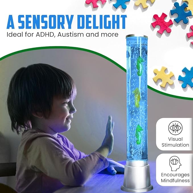 Shop LC Seahorse Bubble Lights Lamp with 6LED Automatic Color Changing Night Light with Moving Fake Fish Tank Tower Sensory Tubes Fish Lamp for Home Decorations Christmas Gifts 1.9FT - Bloomnest