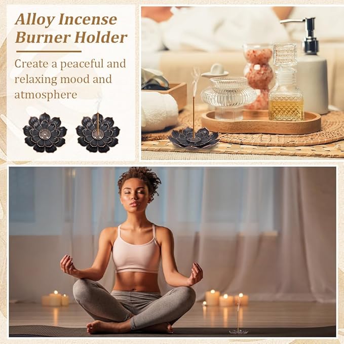 60Pcs Incense Holder, Incense Burner Cone Burner Ash Catcher Lotus Incense Stick Holder Vintage Flower Shaped Multihole Holders for Home Fragrance Decor Sauna Yoga SPA Bedroom - Bloomnest