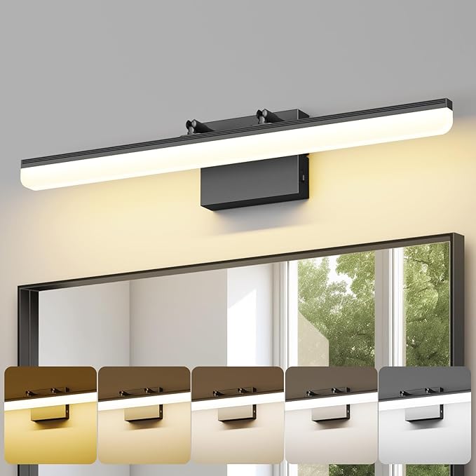 Black Vanity Light 24", 18W LED Bathroom Light Bar with 5CCT, Adjustable Angle & ETL Dimmable Driver – Modern Bathroom Vanity Light Fixture for Mirror, Powder Room, Bedroom, Apartment, Hotel - Bloomnest