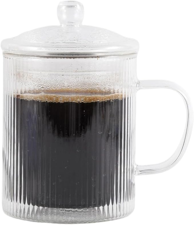 11OZ Double Walled Coffee Mugs Glass with Lid Handles,Cups for Latte,Hot Tea,Cappuccino, Mocha,Cocoa,Hot & Cold Beverages Glasses Heat Resistant Coffee Cups(CLEAR) - Bloomnest
