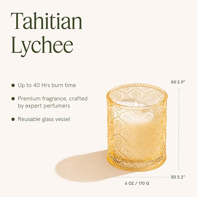 LA JOLIE MUSE Tahitian Lychee Candle - Lychee, Melon, Pineapple | 6 oz Natural Soy Wax | 40 Hours Clean Burn | Tropical Fruit Candle | Gift for Little Getaway - Bloomnest