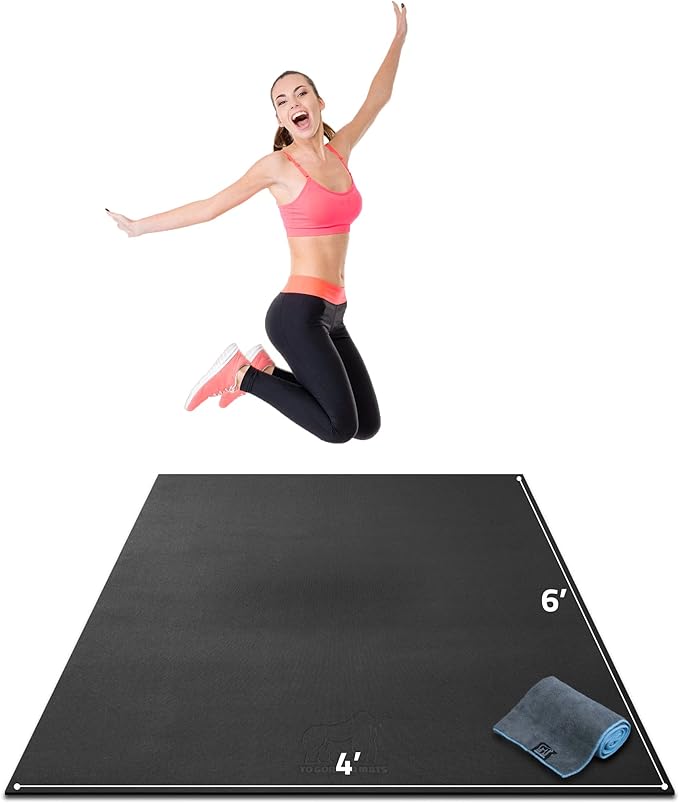 Gorilla Mats Premium Large Exercise Mat – 6' x 4' x 1/4" Ultra Durable, Non-Slip, Workout Mat for Instant Home Gym Flooring – Works Great on Any Floor Type or Carpet – Use With or Without Shoes - Bloomnest