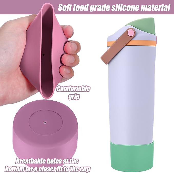 Mity rain 2PCS Protective Silicone Boots for Owala 30oz & 40oz FreeSip Sway Bottles & Tumblers - Accessories for owala, Enhances Stability & Prevents Scratches (Aubergine & Eucalyptus) Mityrain
