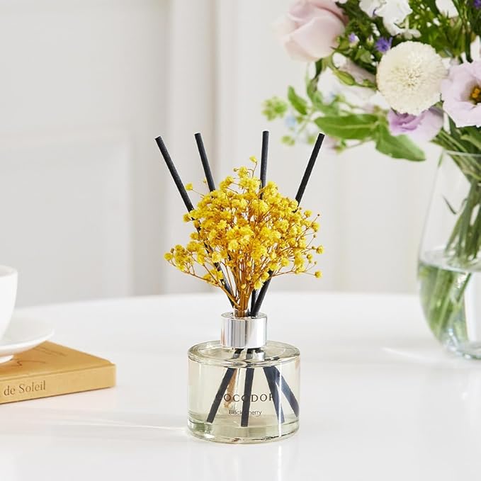 COCODOR Flower Reed Diffuser Set / 6.7oz / Lemon Eucalyptus/Scent Diffuser with Sticks Home Fragrance Reed Diffuser for Bathroom Shelf Decor - Bloomnest