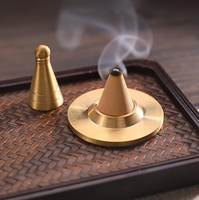 Chinese Incense Burner Kit, Powder Incense Burner,Incense Mold Tool Kit Pure Copper, Home Fragrance Accessory with Incense Mold Tools, Brass Incense Burner for Yoga Meditation - Bloomnest