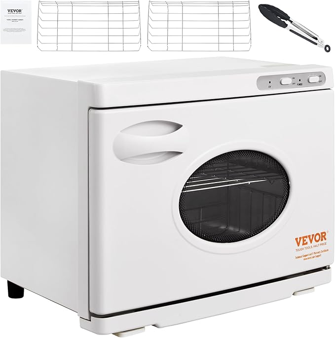 VEVOR 23L Large Capacity Hot Warmers with See Through Window, Two Stainless Steel Racks, Holds up 50-60 Towels, 2-in-1 Quick and All-Round Heating for Facials, SPA, Massage, Salon, White - Bloomnest