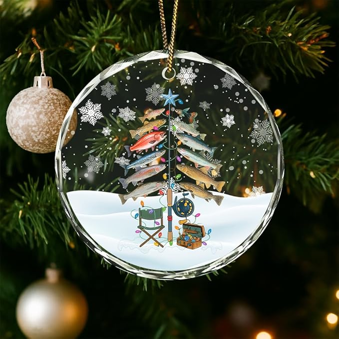 Fishing Glass Ornament – Handcrafted Hanging Decoration, Elegant Keepsake with Unique Fishing Design, for Home, Holiday Tree, or Special Occasion - Bloomnest