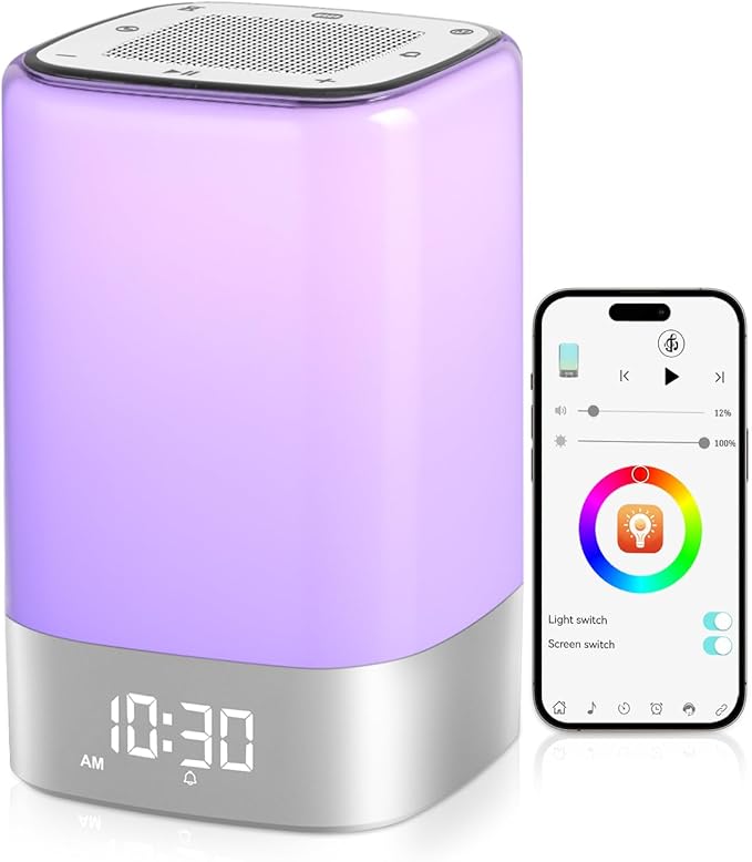 Sound Machine White Noise Machine with 32 Soothing Sounds, Bluetooth Speaker, Alarm Clocks for Bedrooms with Wake up Light, Night Light for Kids, App Control Birthday Gifts for Women, Teen Girls, Boys - Bloomnest