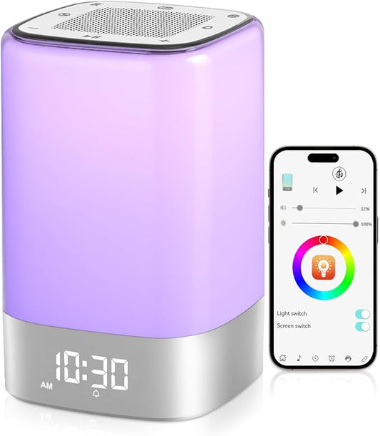 Sound Machine White Noise Machine with 32 Soothing Sounds, Bluetooth Speaker, Alarm Clocks for Bedrooms with Wake up Light, Night Light for Kids, App Control Birthday Gifts for Women, Teen Girls, Boys - Bloomnest