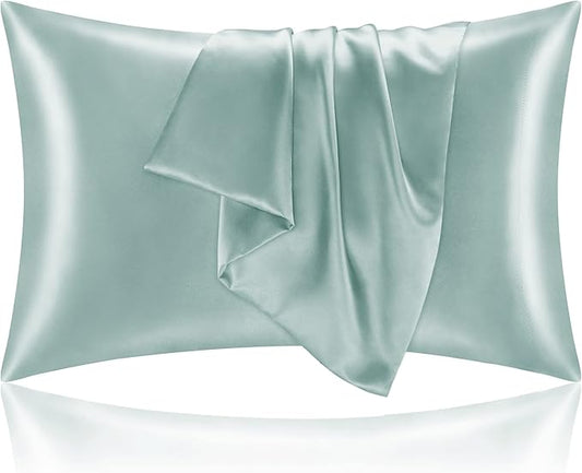 BEDELITE Satin Pillowcase for Hair and Skin, Super Soft and Cooling Similar to Silk Pillow Cases 2 Pack with Envelope Closure, Gift for Women Men(20"x30" Queen Size, Haze Blue) - Bloomnest