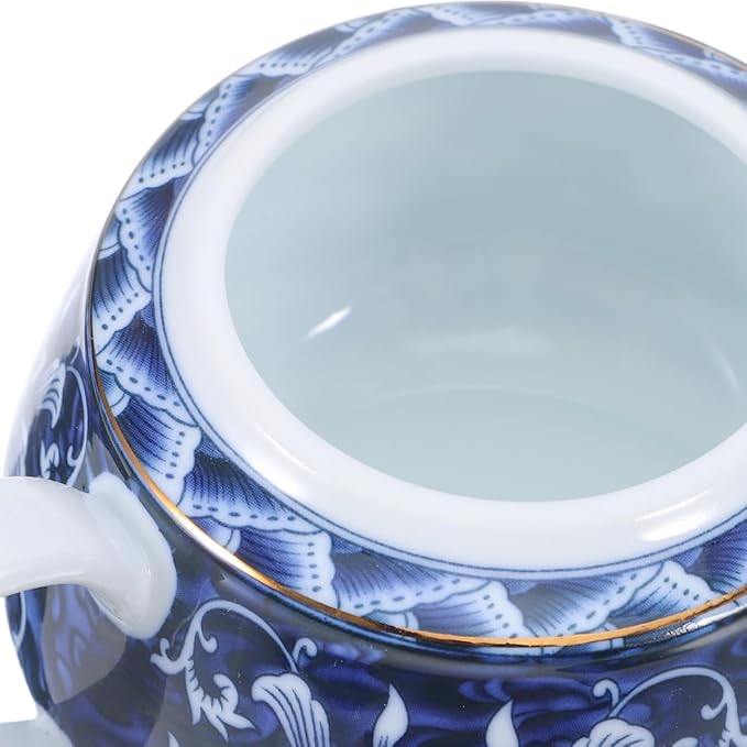 Alipis Porcelain Teapot, Blue and White Tea Pot Chinoiserie Chinese Teapot With Strainer Hole Vintage Flower Coffee Pot Pitcher For Kung Fu Tea Loose Leaf Blooming Tea, 14X7.3CM - Bloomnest
