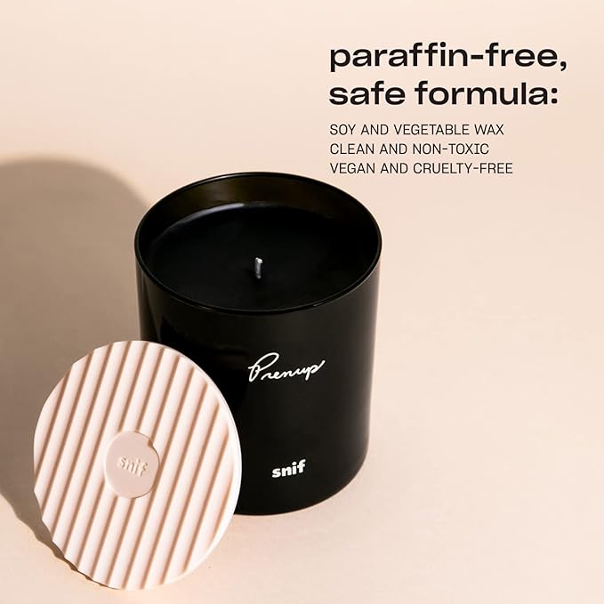 Prenup Luxury Scented Candle by Snif, Musky and Smooth Scent, 50+ Hours, 100% Cotton Fiber Wicks, Soy Wax Blend, Non-Toxic, Vegan, 8.5 oz - Bloomnest