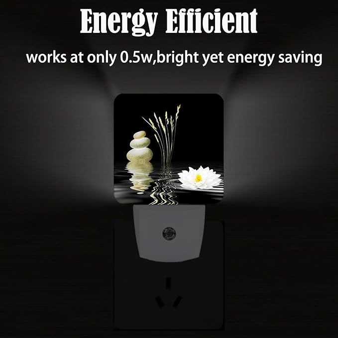 Zen White Lotus Night Light,Plug Into Wall with Dusk to Dawn Light Sensors, Warm Nightlights for Bedroom, Bathroom, Hallway, Kitchen, Gifts Ideal for Boys Girls Women Men - Bloomnest