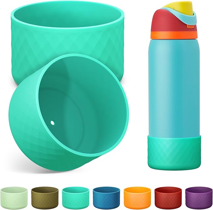 2PCS Silicone Water Bottle Boot for Owala 24oz 32oz 40oz, Anti-Slip Protective Sleeve Bottom Bumper Protector for FreeSip, Twist, and Flip Stainless Steel Water Bottles Alwenid