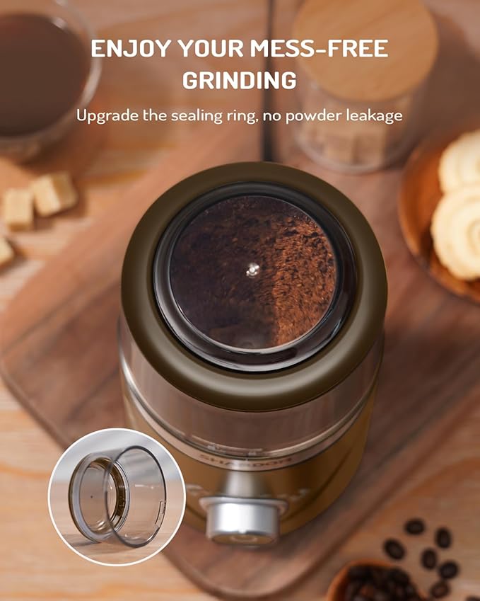 SHARDOR Electric Super Silent Blade Coffee Grinder, Timed Grind Control Rotary Knob, Adjustable Coarse to Fine for Coffee Beans, Spices & Herbs, with 1 Removable Stainless Steel Bowl, Brown - Bloomnest