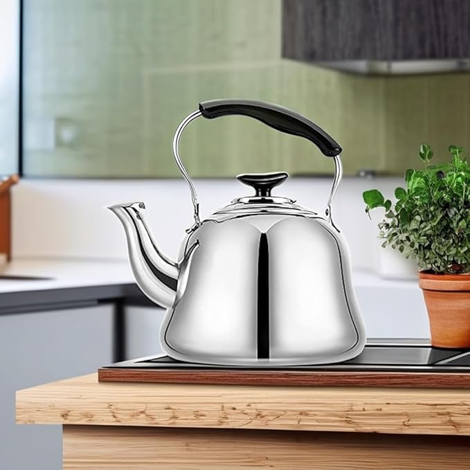 2L Whistling Stovetop Tea Kettle - Food Grade Stainless Steel Teapot with Fast Boil, Wide Mouth, Anti-Scalding Handle, Ideal for Stove Top – Perfect for Tea, Coffee & Hot Water - Bloomnest
