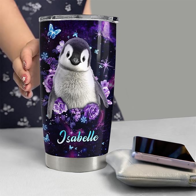 SANDJEST Personalized Penguin Tumbler 20oz 30oz Tumblers with Lid Gift for Girl Daughter Women Best Friend Sister Animal Lovers Christmas Birthday - Bloomnest