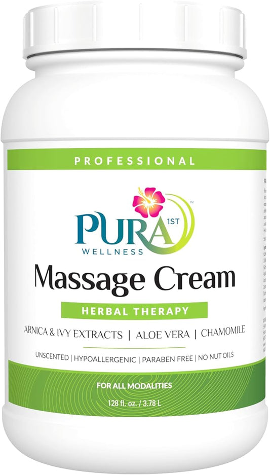 Wellness Professional Herbal Massage Cream, 128oz, Pura Massage Cream for Muscle Relief, Physical Therapy, Professional Deep Tissue Therapy, Massage Deep Tissue - Bloomnest