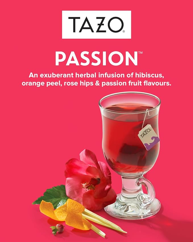 TAZO Passion Herbal Tea Bags,Hot or Iced,Caffeine Free,20 Tea Bags,(Pack of 2) - Bloomnest