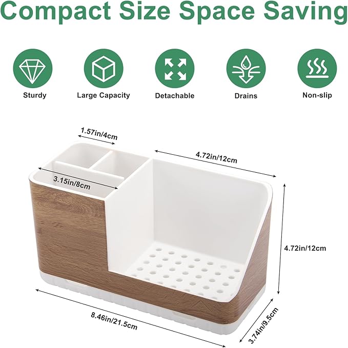 Toothbrush Holders for Bathrooms Countertop Organizer and Storage, Kids Electric Toothbrush and Toothpaste Holder, Bathroom Accessories Vanity Organizer (Wood Grain) - Bloomnest