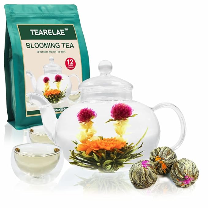 TEARELAE Blooming Tea Flowers - 12pcs Individually Sealed Flowering Balls - Hand-Tied Natural Green Tea Leaves & Edible Flowers - Gifts For Lovers (Pack of 2) - Bloomnest