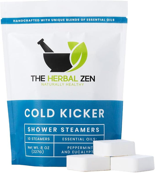 Cold Kicker Shower Steamers Aromatherapy for Sinus Relief - Adult Stocking Stuffer Christmas Gift - USA Made - Peppermint & Eucalyptus Shower Bomb Tablets - Soothing Natural Essential Oils (10 Pack) - Bloomnest