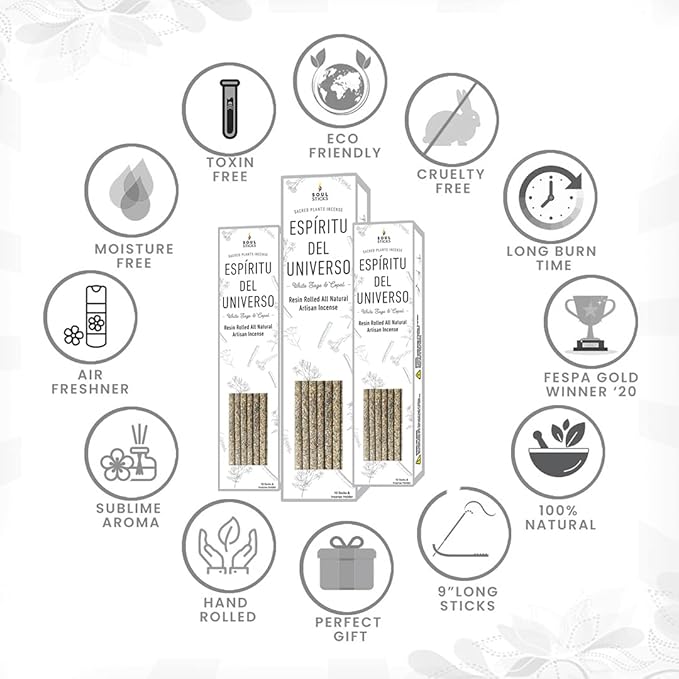 SOUL STICKS Handcrafted 10pcs Resin Artisan Incense Sticks Non-Toxic & Long Lasting Aromatic Sticks for Yoga Meditation Relaxation Aromatherapy Cleansing & Purification (White Sage & Copal) SoulSticks